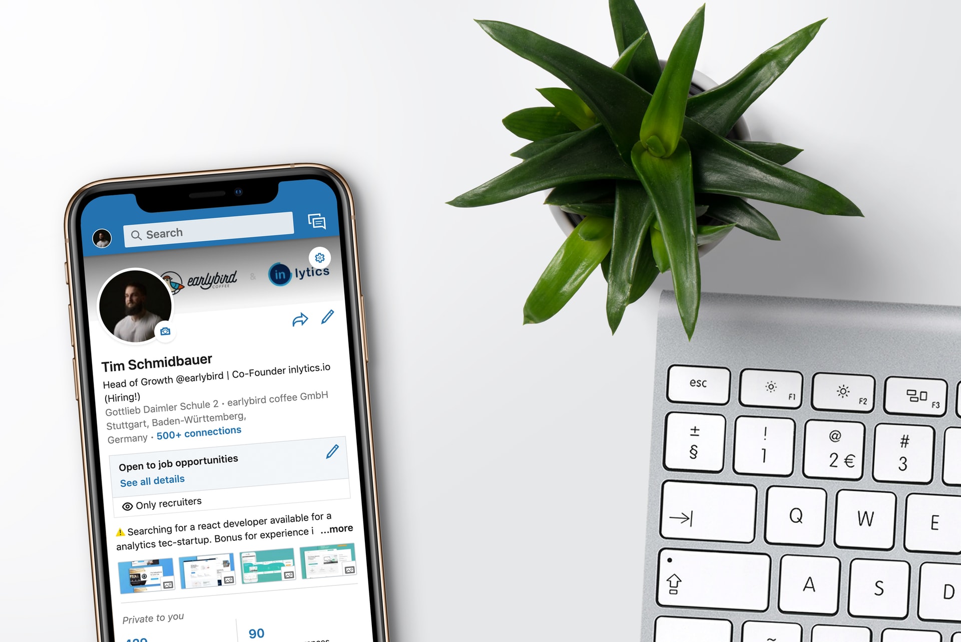 linkedin profile flatlay