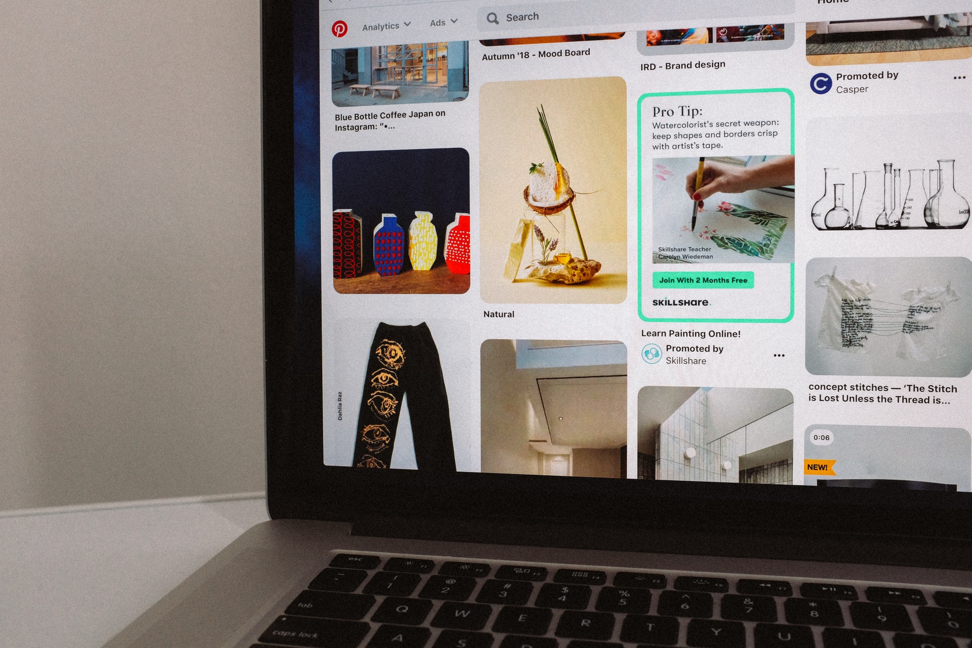 pinterest interface on a macbook pro