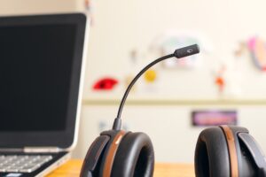 a pair of sales team headphones on the table