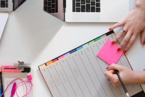 an editor planning out social media content