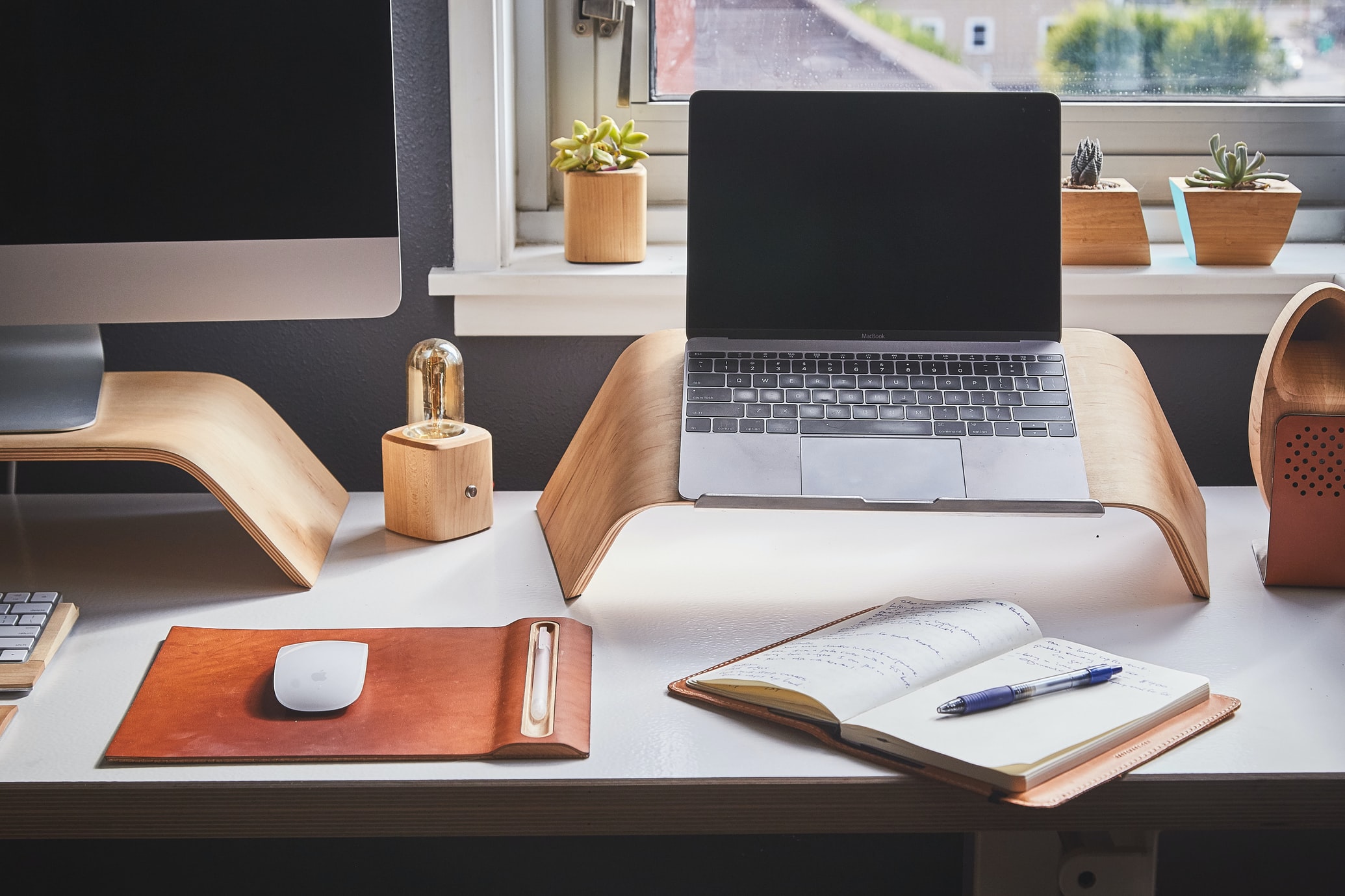 a well-organized and neat home work space