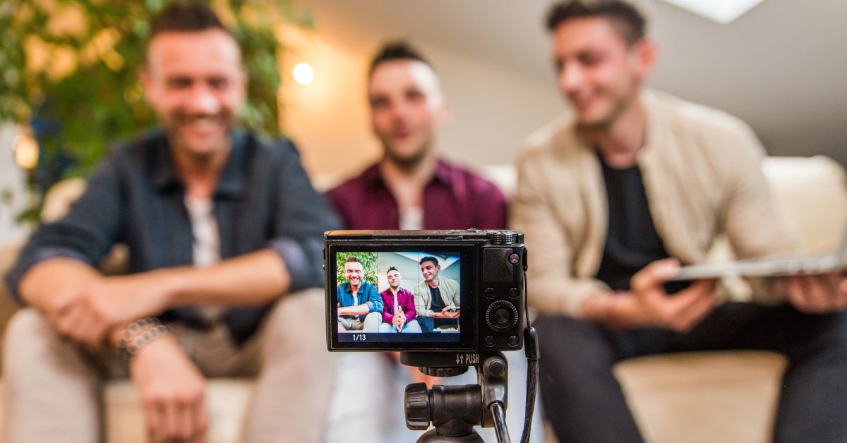 three vloggers shooting a video package for content creation
